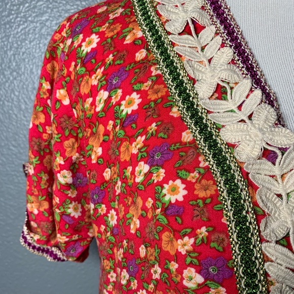 Boho BABE, floral, appliqué, deep V dress!! - Picture 4 of 11